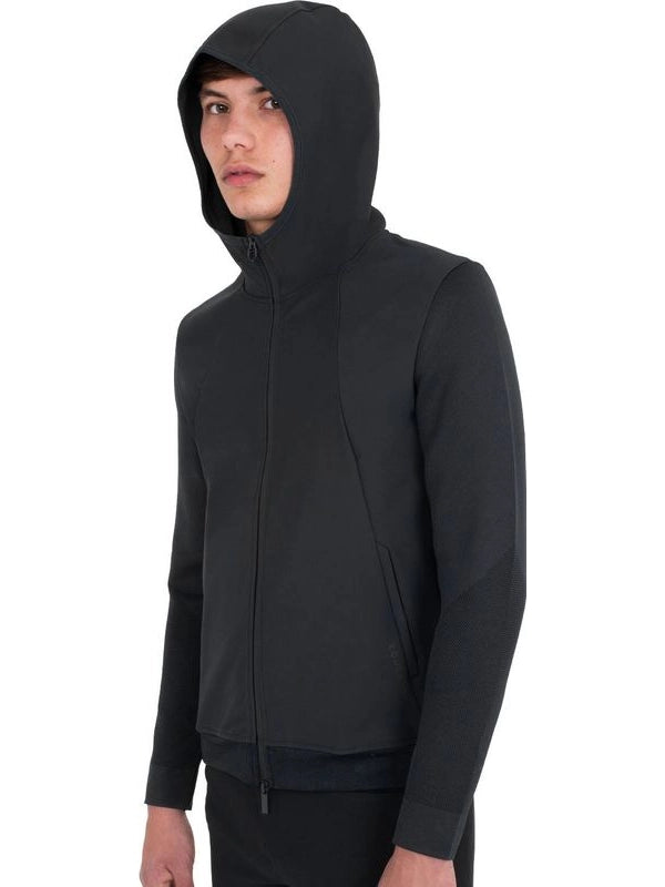 Felpa tecnica uomo con cappuccio e inserti micro mesh