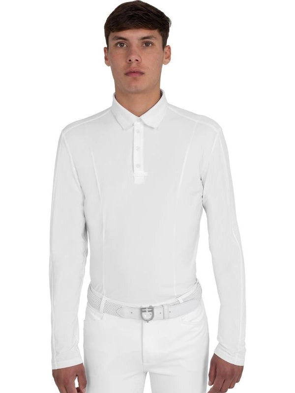 Polo concorso uomo con inserti in mesh e a costine