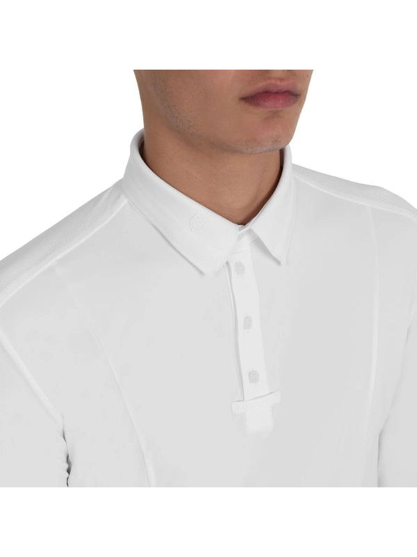 Polo concorso uomo con inserti in mesh e a costine