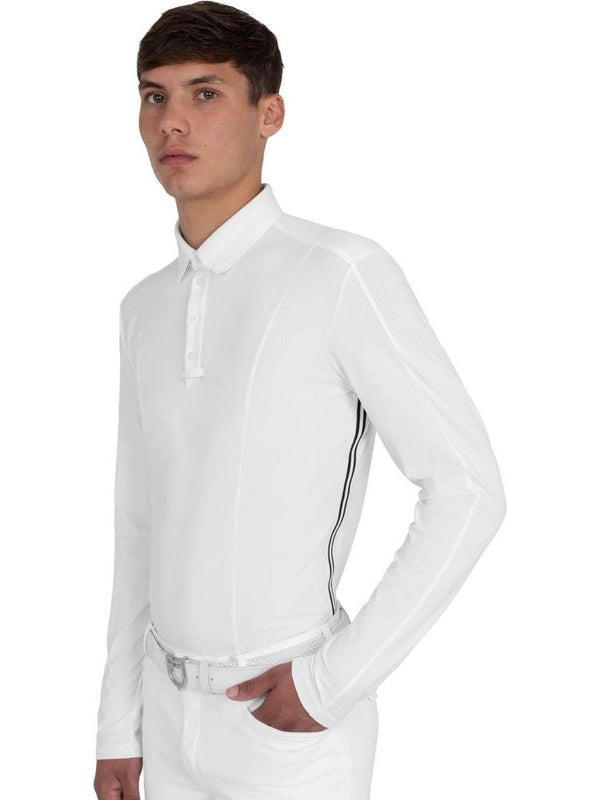 Polo concorso uomo con inserti in mesh e a costine