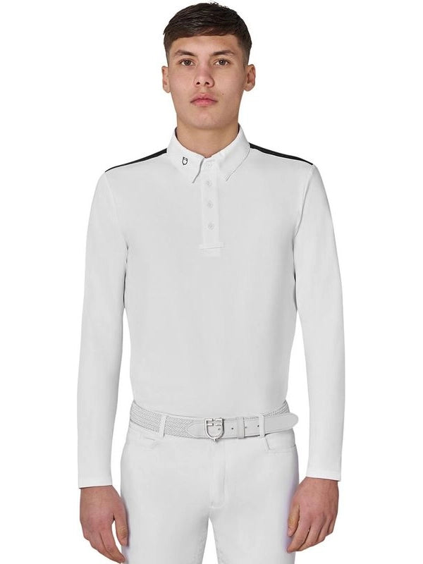 Polo concorso uomo maniche lunghe e inserti in mesh
