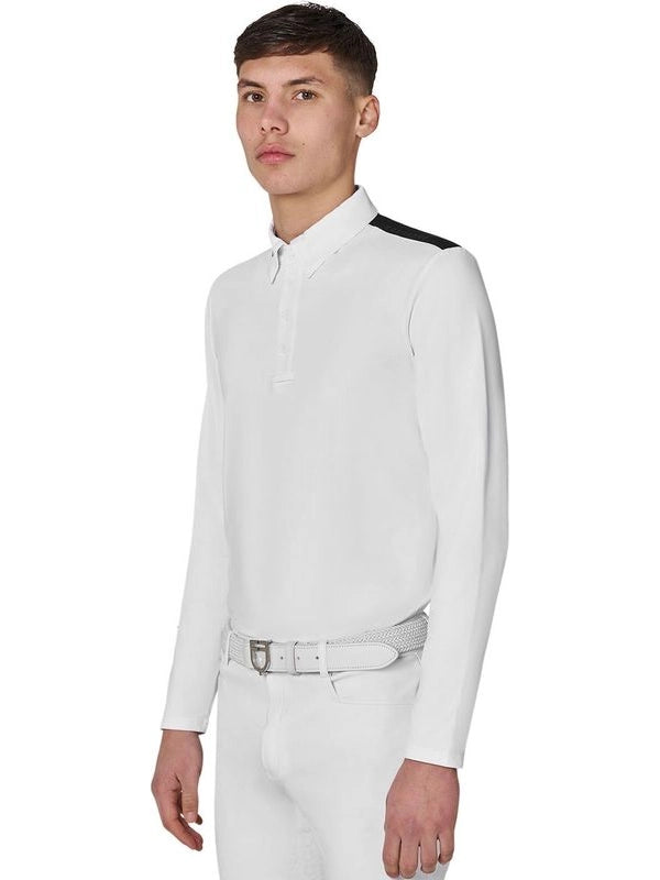 Polo concorso uomo maniche lunghe e inserti in mesh