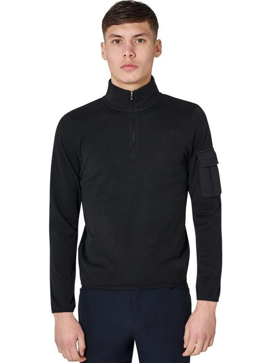 Felpa uomo collo alto in pile con zip a 3/4
