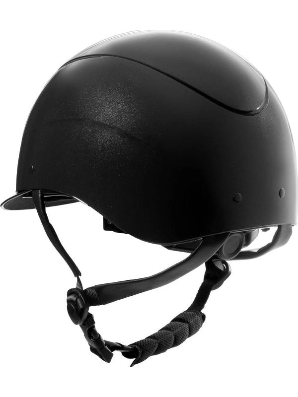 Cap lucido cinturino ecopelle e visiera stretta omologazione EN 1384-2023