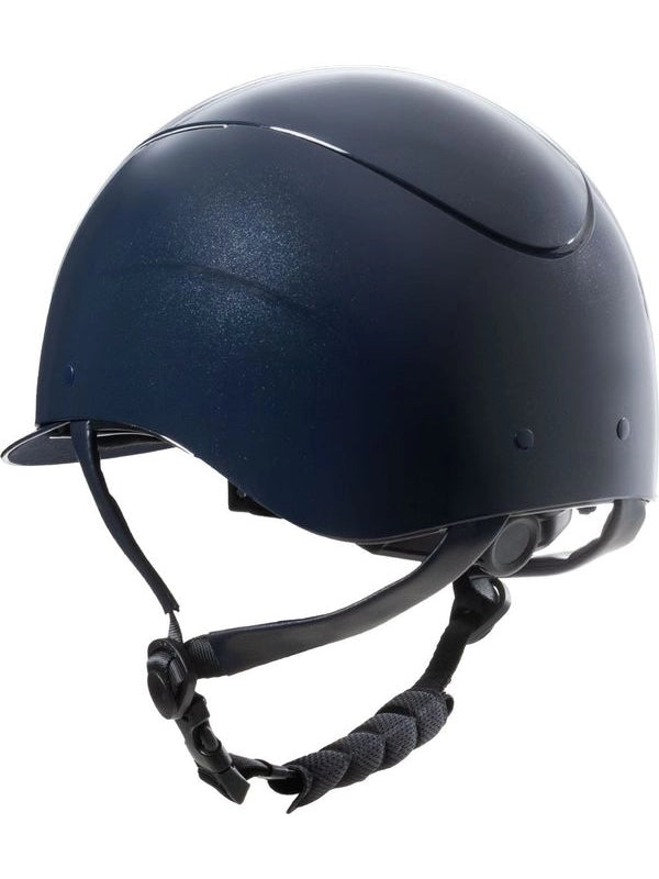 Cap lucido cinturino ecopelle e visiera stretta omologazione EN 1384-2023