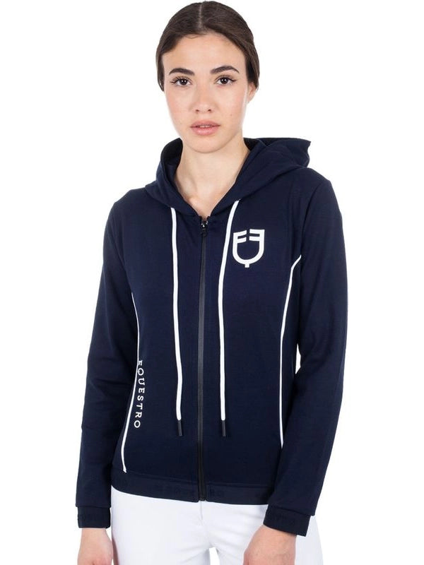 Felpa donna zip frontale tessuto tecnico interlock