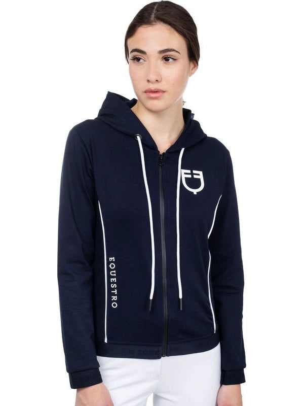 Felpa donna zip frontale tessuto tecnico interlock