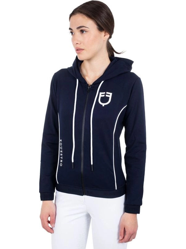 Felpa donna zip frontale tessuto tecnico interlock