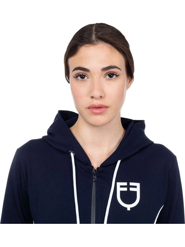 Felpa donna zip frontale tessuto tecnico interlock