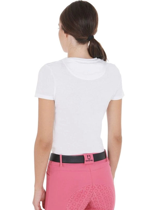 T-shirt donna slim fit disegno salto colorato