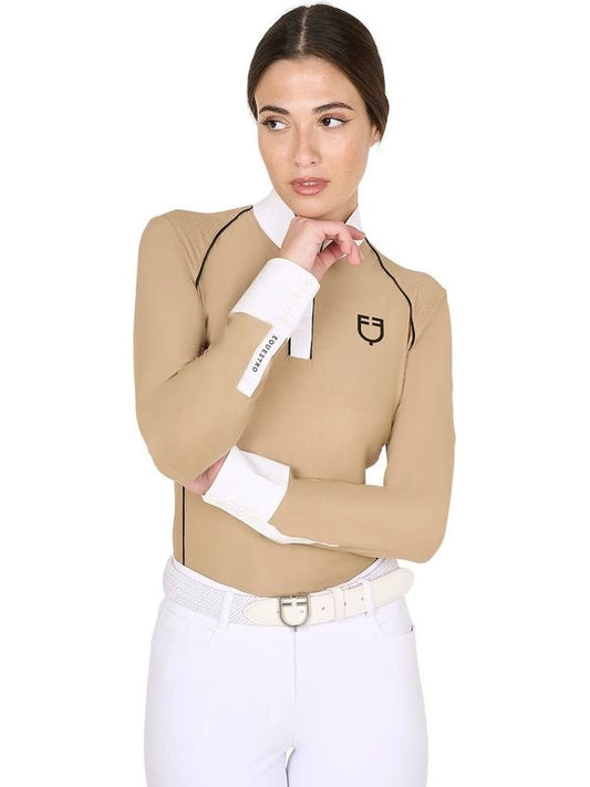 Polo donna slim fit da concorso con inserti in mesh