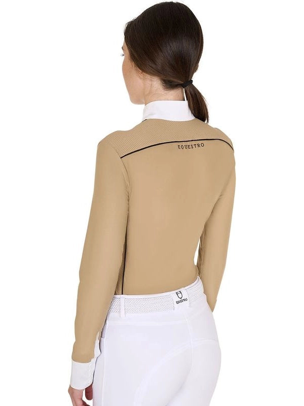 Polo donna slim fit da concorso con inserti in mesh
