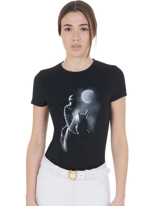 T-shirt donna slim fit con stampa raggio di luna