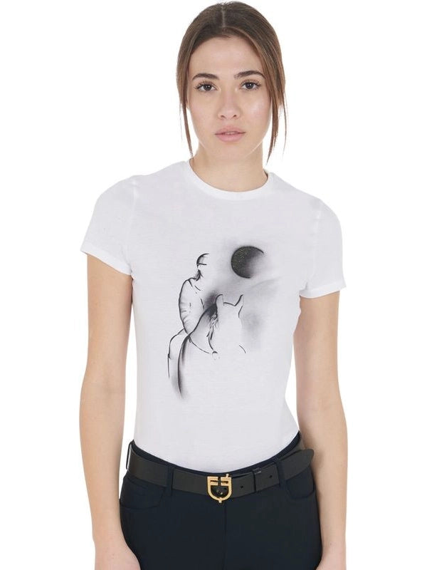 T-shirt donna slim fit con stampa raggio di luna