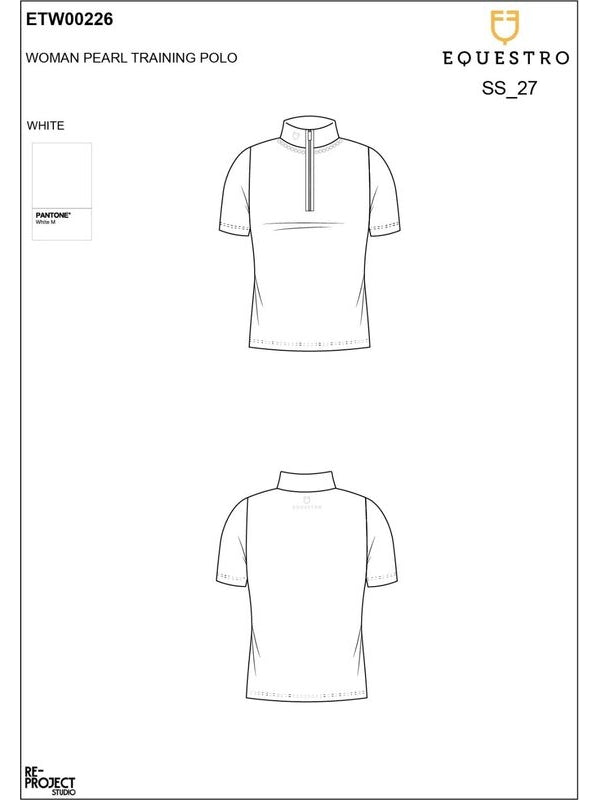Polo training donna slim fit con zip e perline sul colletto