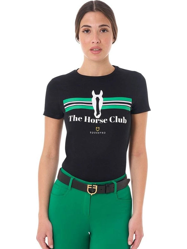 T-shirt donna Stripe Horse Club in cotone