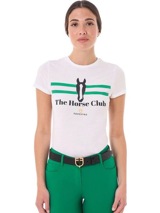 T-shirt donna Stripe Horse Club in cotone