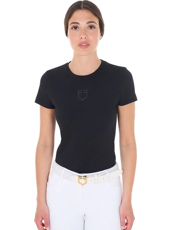 T-shirt basic donna con logo tono su tono
