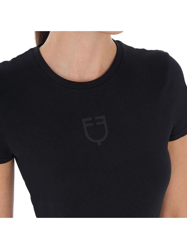 T-shirt basic donna con logo tono su tono