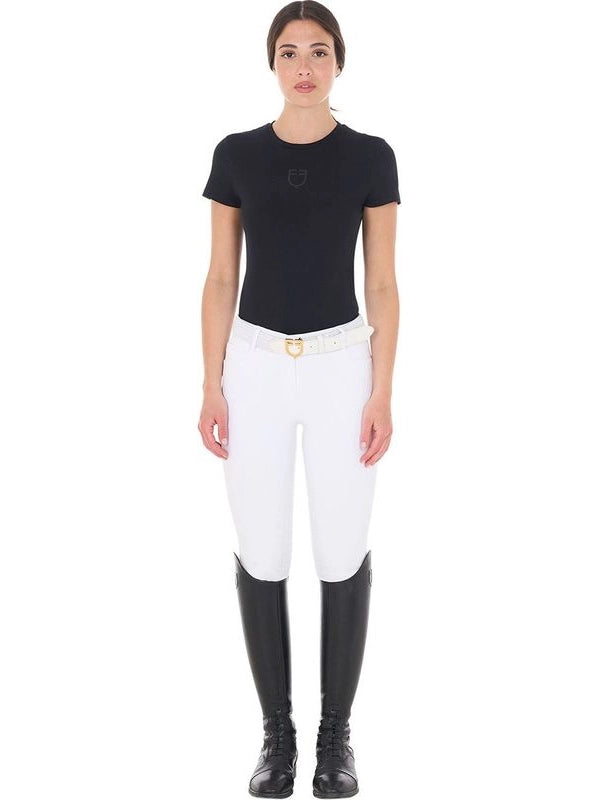 T-shirt basic donna con logo tono su tono