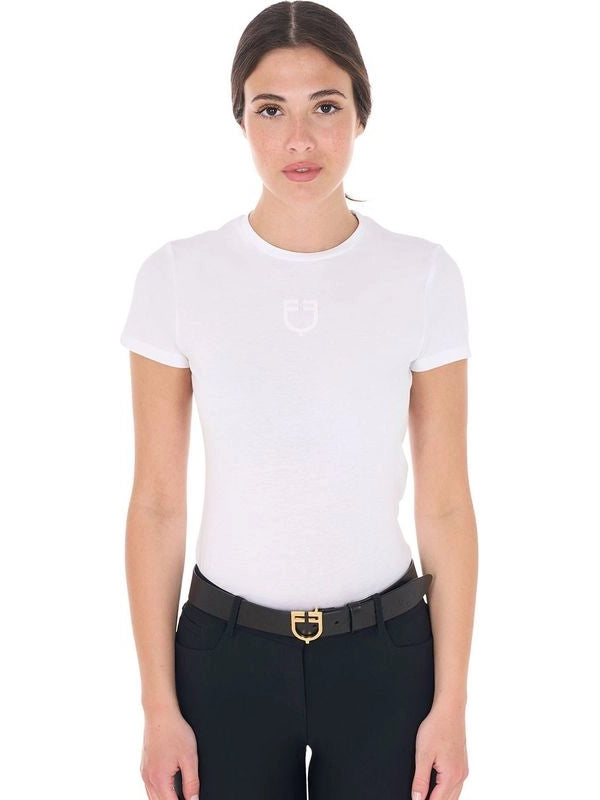 T-shirt basic donna con logo tono su tono