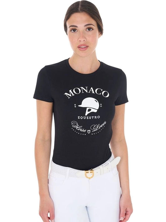 T-shirt donna Monaco in cotone con strass