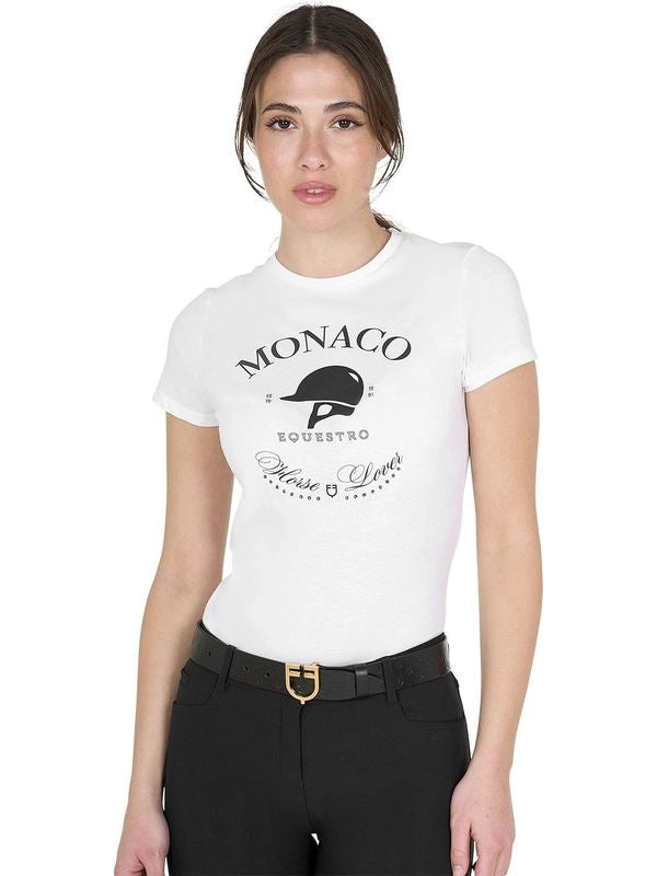 T-shirt donna Monaco in cotone con strass