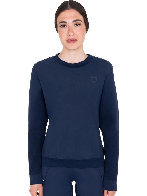 Felpa tecnica donna girocollo con inserti micro mesh