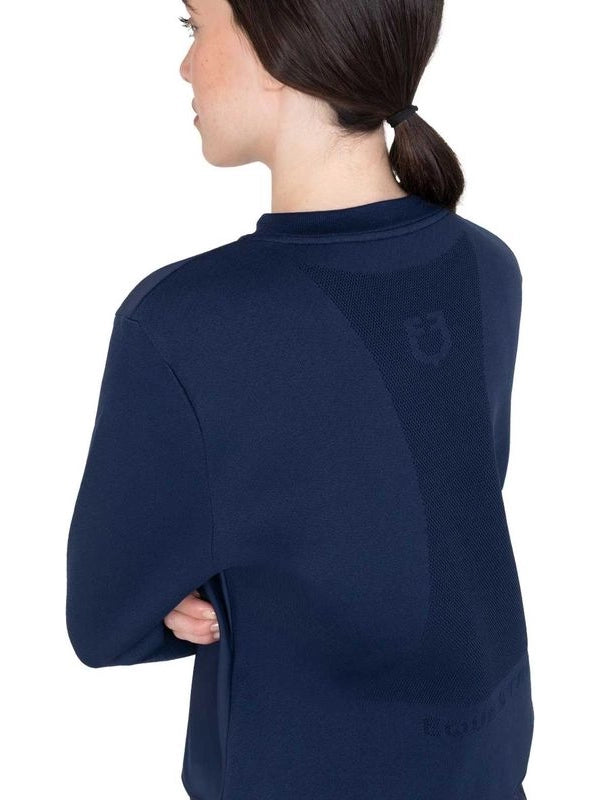 Felpa tecnica donna girocollo con inserti micro mesh