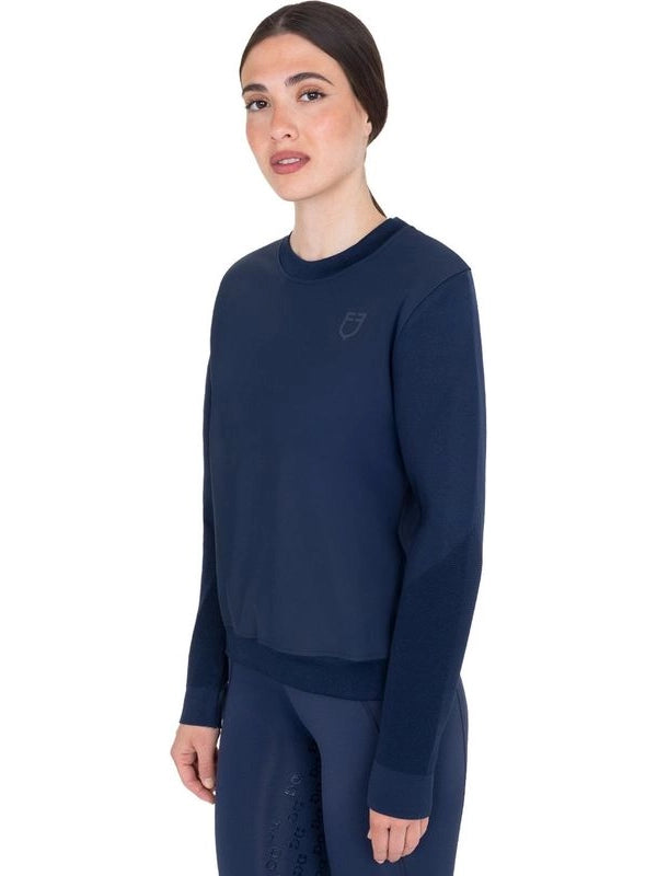 Felpa tecnica donna girocollo con inserti micro mesh