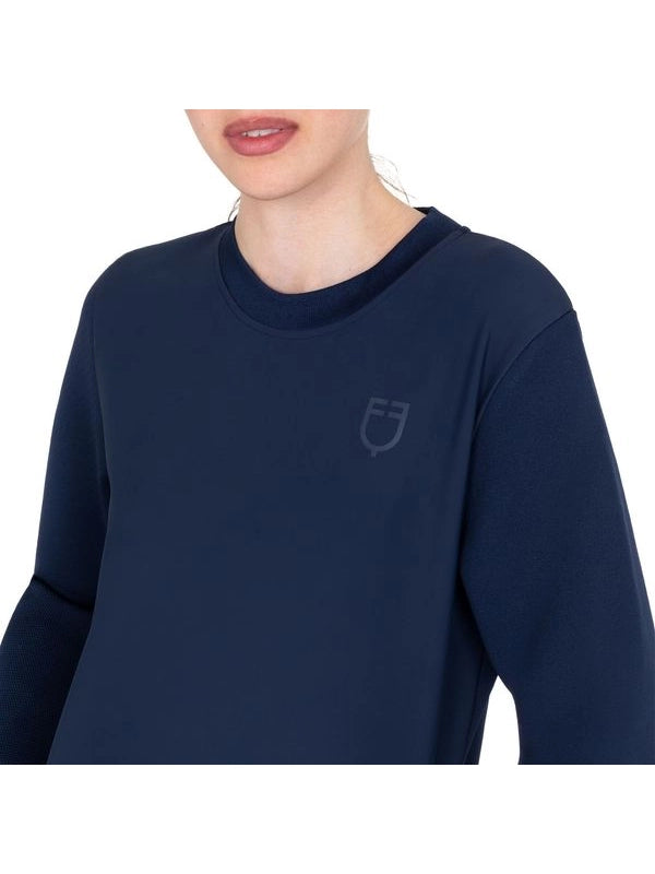 Felpa tecnica donna girocollo con inserti micro mesh