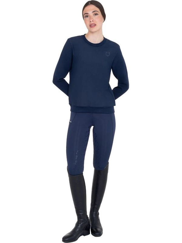 Felpa tecnica donna girocollo con inserti micro mesh