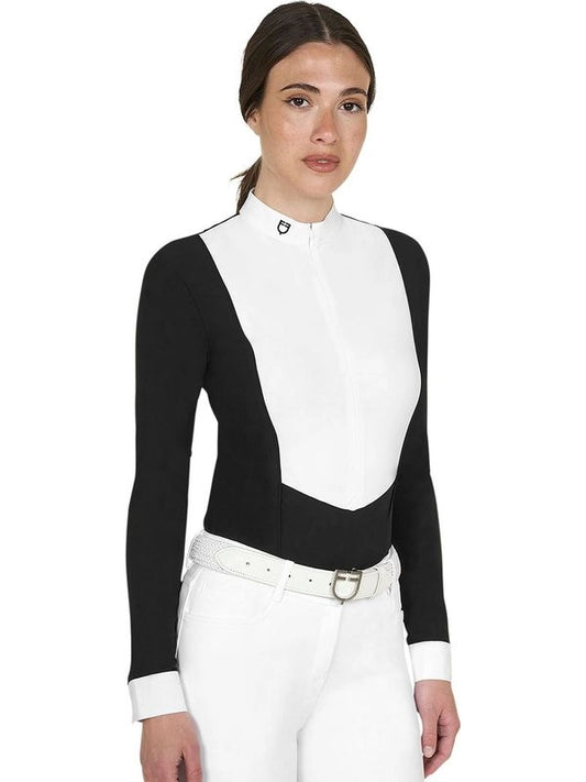 Polo donna concorso a maniche lunghe e zip