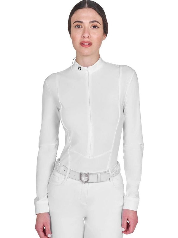 Polo donna concorso a maniche lunghe e zip