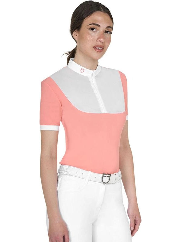 Polo da competizione elegante da donna in jacquard a maniche corte