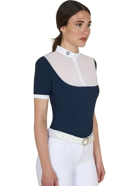 Polo da competizione elegante da donna in jacquard a maniche corte