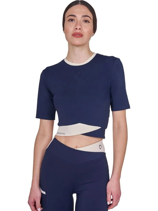 T-shirt crop donna in tessuto tecnico