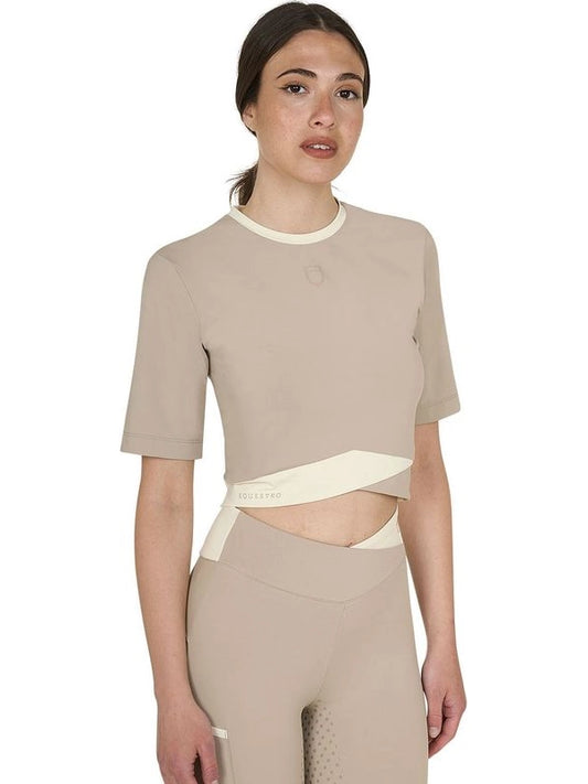 T-shirt crop donna in tessuto tecnico
