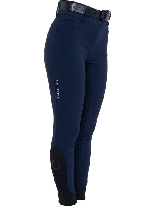 Pantaloni donna full grip a vita alta logo in strass