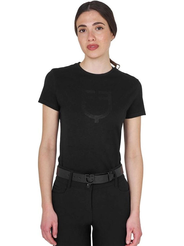 T-shirt basic donna logo glossy tono su tono