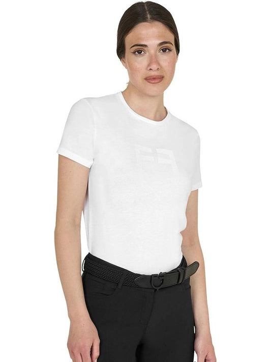 T-shirt basic donna logo glossy tono su tono