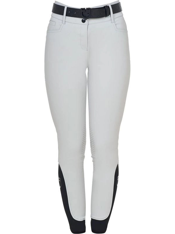 Pantaloni donna a vita alta logo in strass