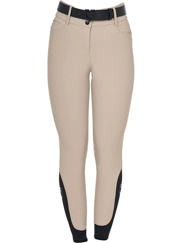 Pantaloni donna a vita alta logo in strass