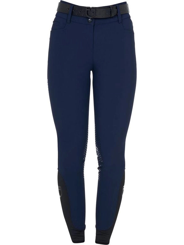Pantaloni donna a vita alta logo in strass