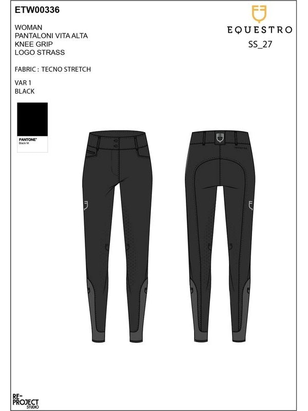 Pantaloni donna a vita alta logo in strass
