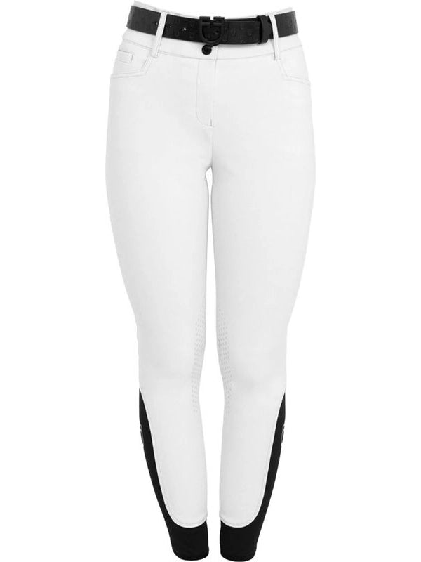 Pantaloni donna a vita alta logo in strass
