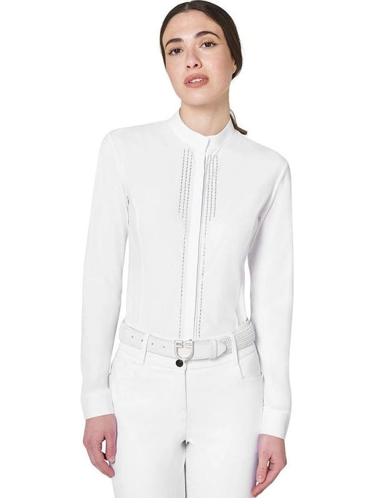 Polo da concorso da donna a camicia con strass