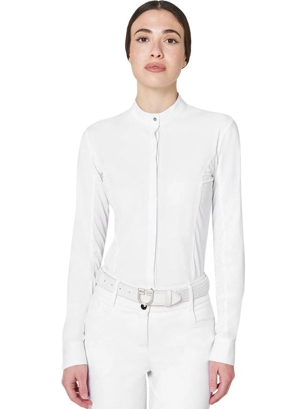 Polo concorso donna a camicia con inserti in mesh