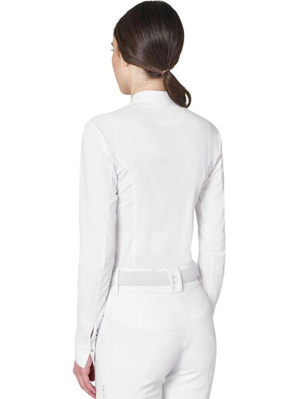 Polo concorso donna a camicia con inserti in mesh