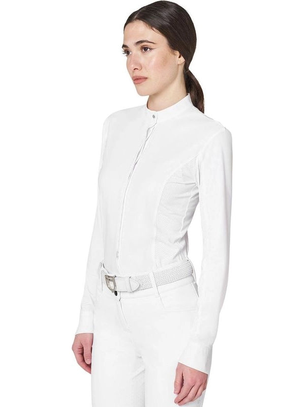 Polo concorso donna a camicia con inserti in mesh